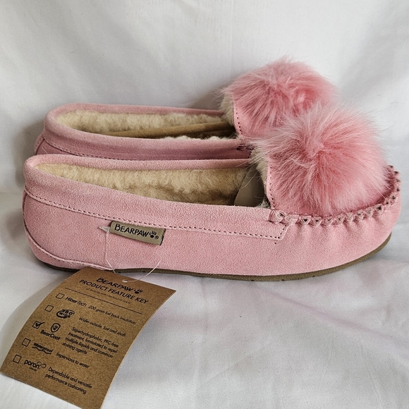 BearPaw Erika Prism Pink Fuzzy Slippers Size 6 - Picture 1 of 9